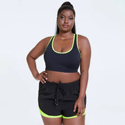 Women 2 Piece Bra Short Set Plus Size Yoga Gym Workout Clothes Activewear 4XL